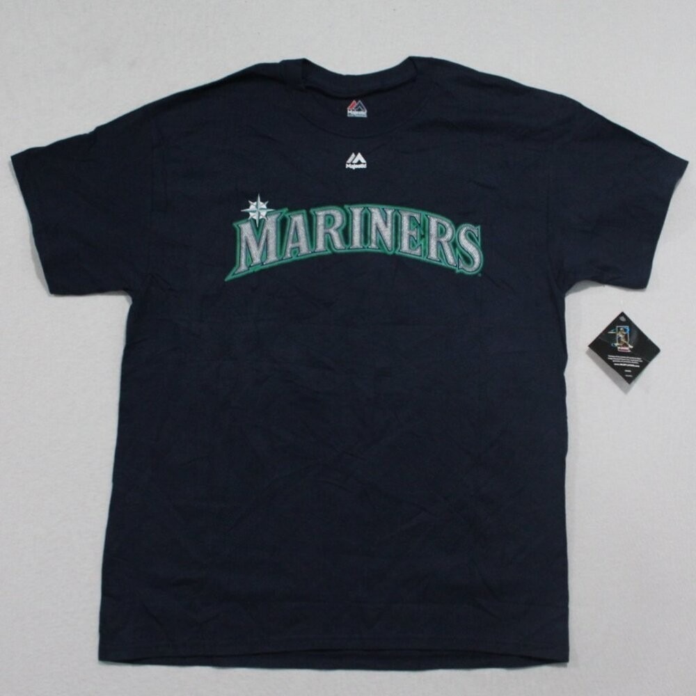 Majestic Men Blue Shirt Seattle Mariners MLB Seager 15 Size Large
